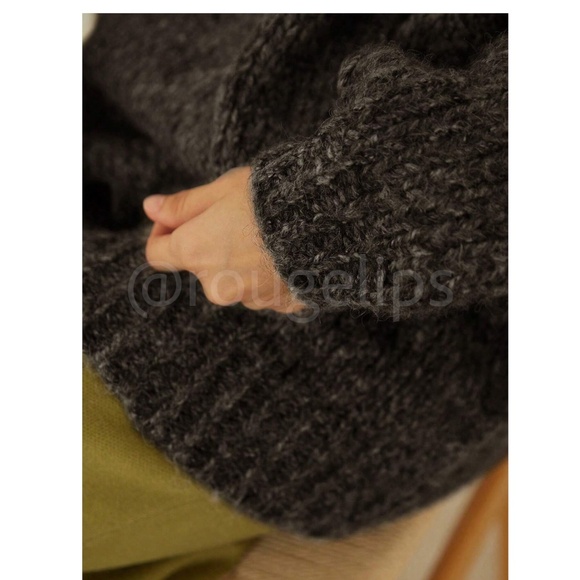 Black Knit Oversized Pullover Turtleneck Sweater - Picture 5 of 9